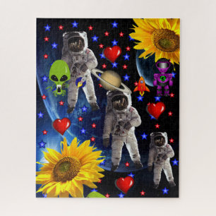 Puzzle Astronautas extranjeros rompe espacios espaciales