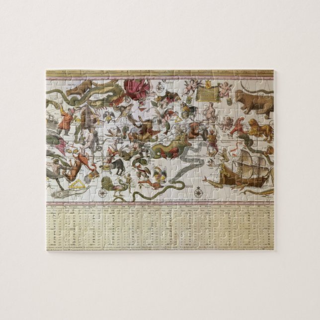 Puzzle Astronomía de época, mapa de estrellas de Johannes (Horizontal)