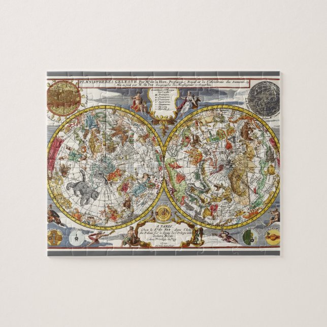 Puzzle Astronomía de época, mapa de planisfería celeste (Horizontal)