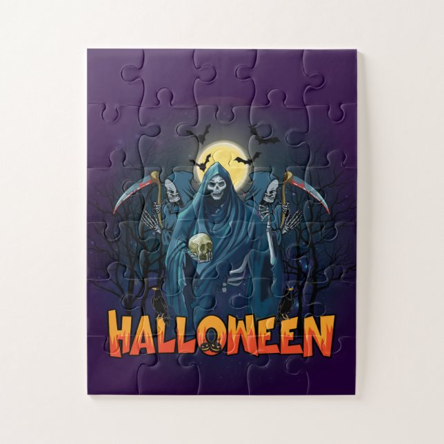Puzzle Asustada Noche de Skeleton Halloween, mi estado de (Vertical)