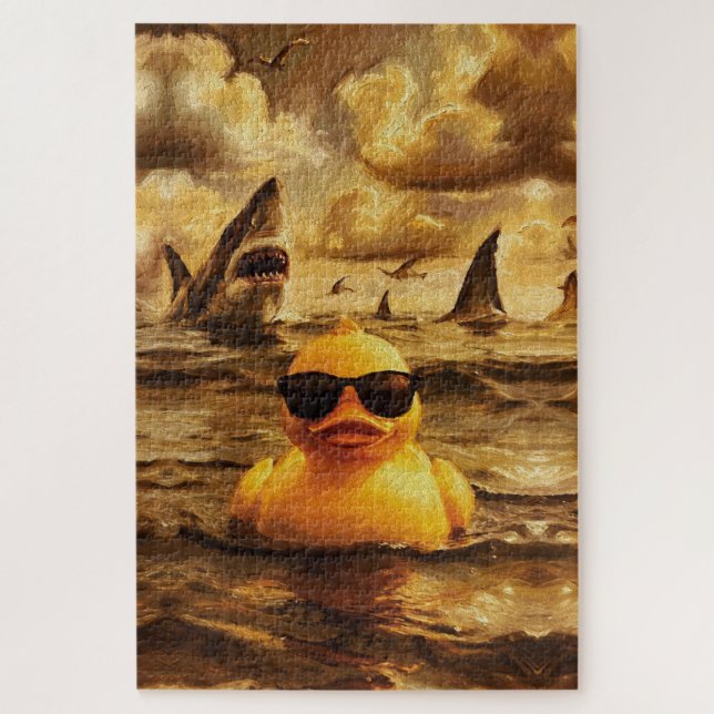 Puzzle Ataque Épico de Tiburón con un Valiente Pato de Go (Vertical)