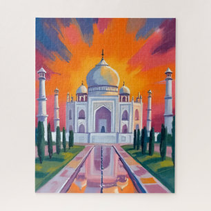 Puzzle Atardecer acuarela Taj Mahal India Viajes