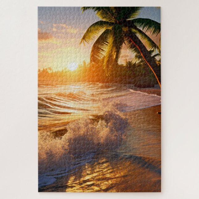 Puzzle Atardecer cautivador en una isla tropical (Vertical)