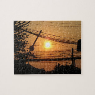 Puzzle Atardecer con cables ... Krung Thep, Tailandia