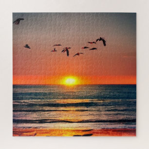 Puzzle Atardecer con pájaros