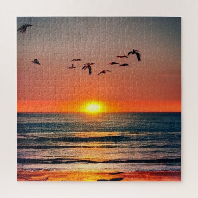 Puzzle Atardecer con pájaros (Vertical)