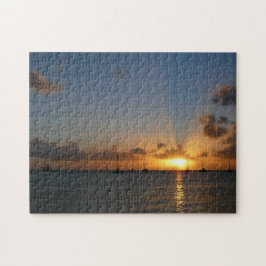 Puzzle Atardecer con veleros paisaje tropical foto
