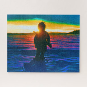 Puzzle Atardecer de cazador esquimal vintage USA alaska