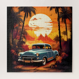 Puzzle Atardecer de coches de época: regalo para los aman
