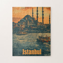 Puzzle Atardecer de Estambul: postal antigua
