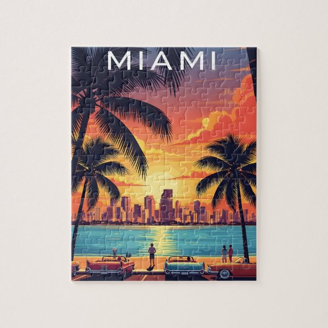 Puzzle Atardecer del horizonte de Miami (Vertical)