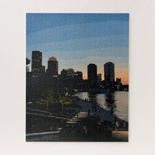 Puzzle Atardecer en Boston Seaport Ciudad