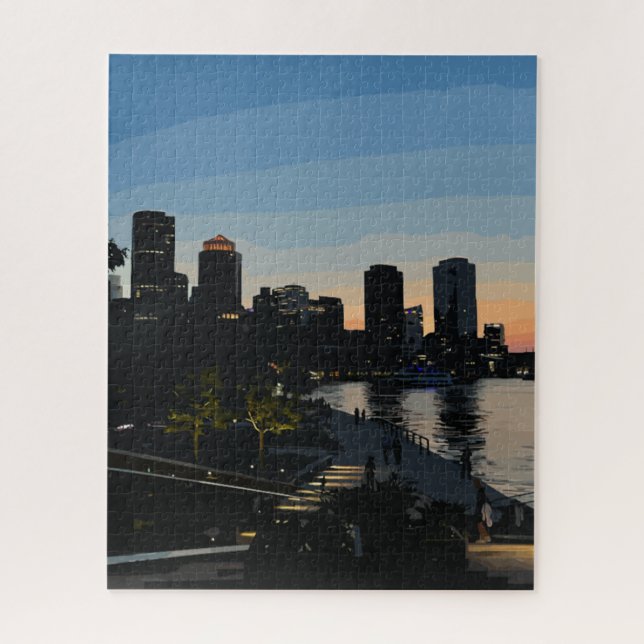 Puzzle Atardecer en Boston Seaport Ciudad (Vertical)