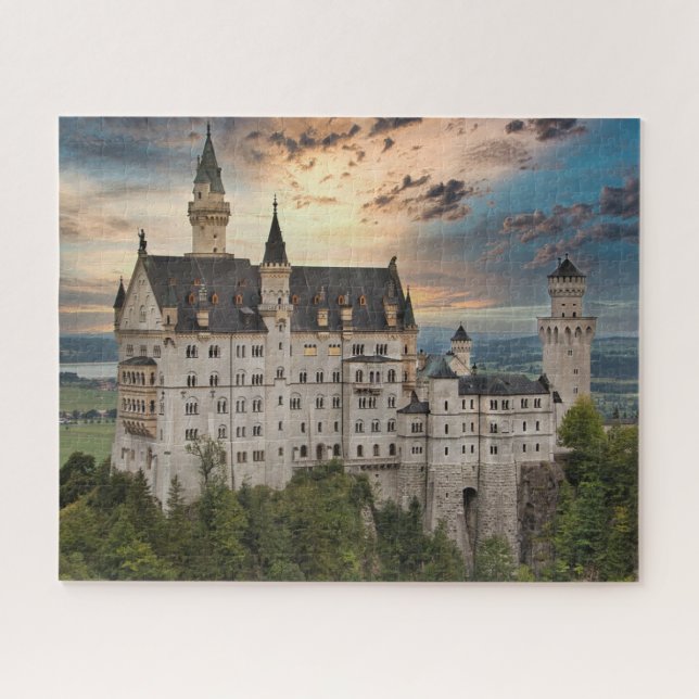 Puzzle Atardecer en el Castillo Neuschwanstein, Alemania  (Horizontal)