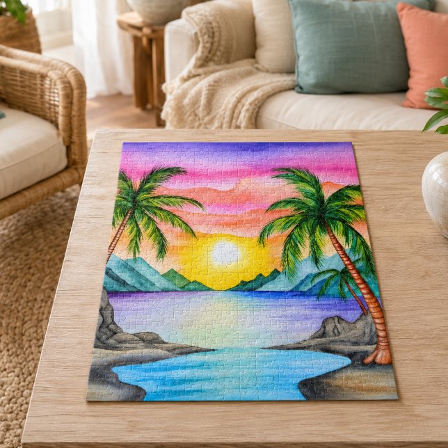 Puzzle Atardecer en la playa tropical de la isla (Subido por el creador)