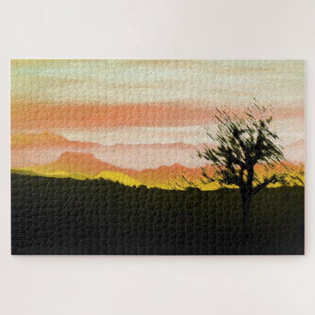 Puzzle Atardecer en las colinas (Horizontal)