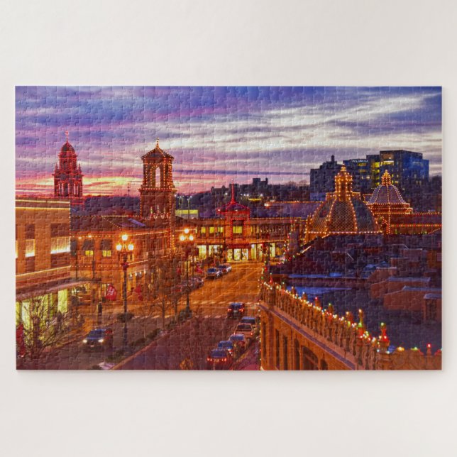 Puzzle Atardecer en las luces del Kansas City Plaza (Horizontal)