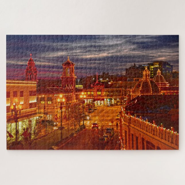 Puzzle Atardecer en las luces del Kansas City Plaza (Horizontal)