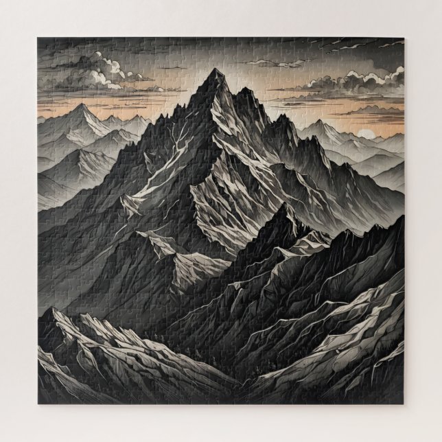 Puzzle Atardecer en las obras de arte de las montañas (Vertical)