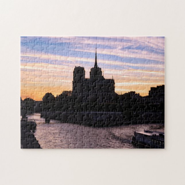 Puzzle Atardecer en Notre Dame de París - París, Francia (Horizontal)