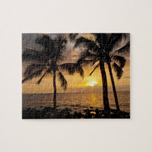 Puzzle Atardecer en palmera