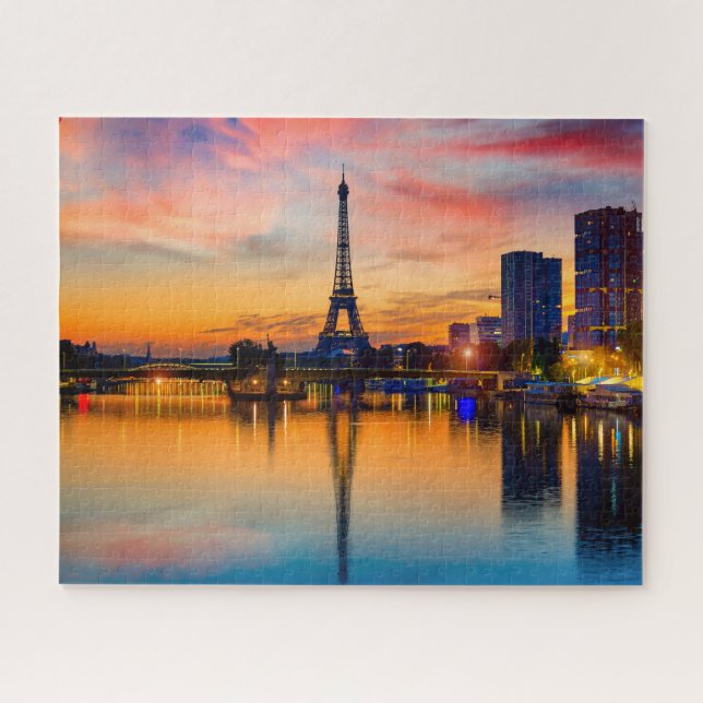 Puzzle Atardecer en París, Francia. Torre Eiffel en el Se (Horizontal)