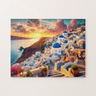 Puzzle Atardecer en Santorini Grecia Escape Mediterráneo