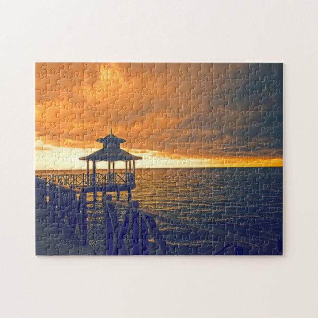 Puzzle Atardecer en una playa en Jamaica. (Horizontal)