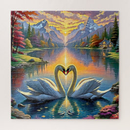 Puzzle Atardecer impresionante en la montaña con elegante