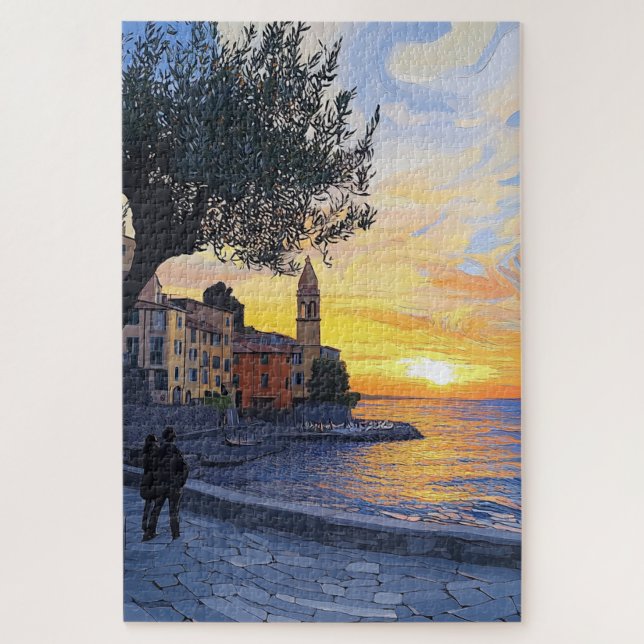 Puzzle Atardecer italiano al estilo de Van Gogh – Rompeca (Vertical)