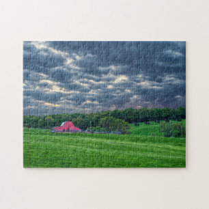 Puzzle Atardecer nublado en la granja de Ozarks