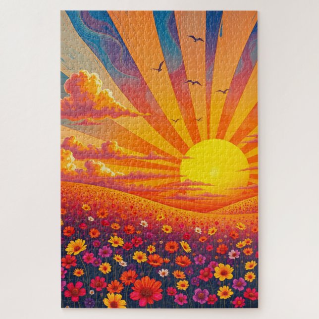 Puzzle Atardecer radiante sobre un paisaje peculiar (Vertical)