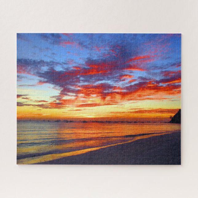 Puzzle atardecer rojo de boracay (Horizontal)