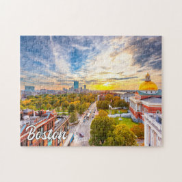 Puzzle Atardecer sobre Boston, Massachusetts, Estados Uni