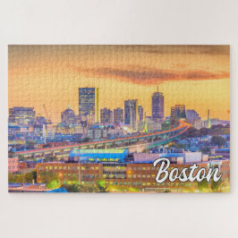 Puzzle Atardecer sobre Boston, Massachusetts, Estados Uni