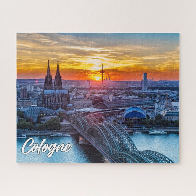 Puzzle Atardecer sobre Colonia, Alemania (Horizontal)