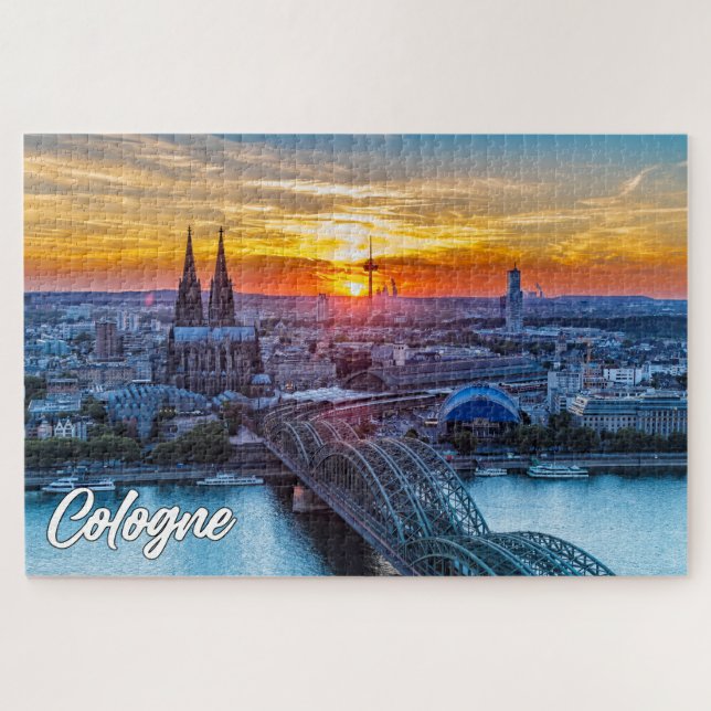 Puzzle Atardecer sobre Colonia, Alemania (Horizontal)