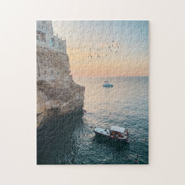 Puzzle Atardecer sobre el acantilado en Polignano a Mare, (Vertical)