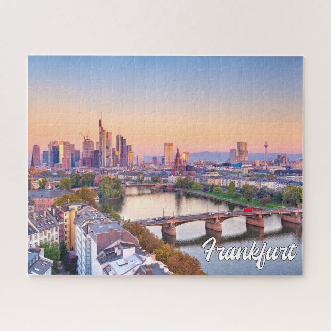 Puzzle Atardecer sobre Frankfurt, Alemania (Horizontal)