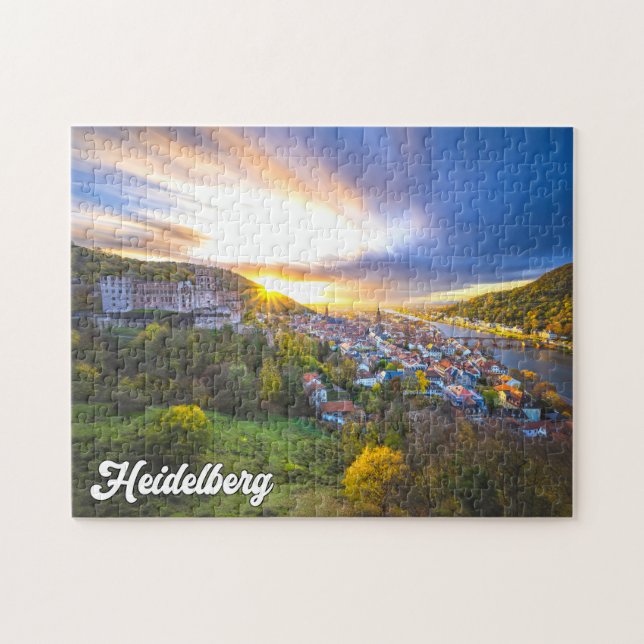 Puzzle Atardecer sobre Heidelberg, Alemania (Horizontal)