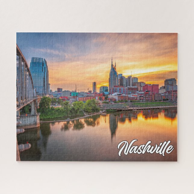 Puzzle Atardecer sobre la hermosa ciudad de Nashville, Te (Horizontal)