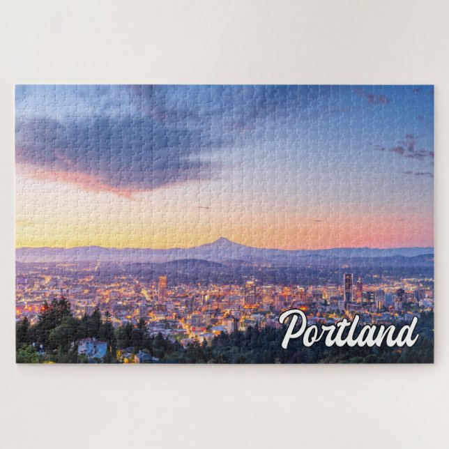 Puzzle Atardecer sobre Portland, Oregón (Horizontal)