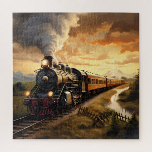 Puzzle Atardecer y tren
