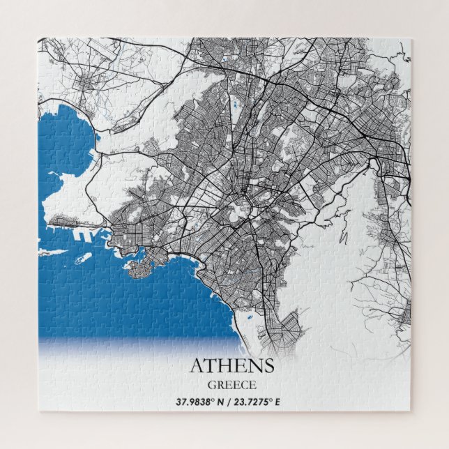 Puzzle Atenas Grecia Mapa de viajes Simple Mínimo (Vertical)