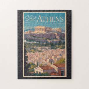 Puzzle Atenas Grecia Parthenon Travel Art Vintage