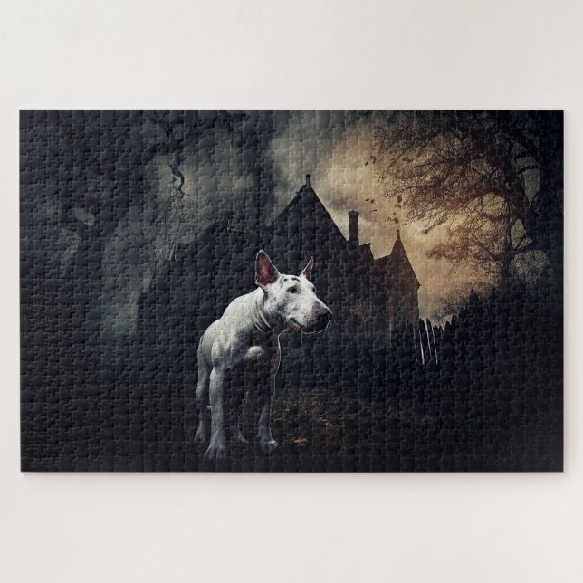 Puzzle Aterrador de Bull Terrier Halloween (Horizontal)