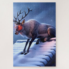 Puzzle ¡Aterrador reno en el techo!