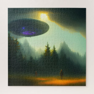 Puzzle Aterrizaje de ovni alienígena en la ciencia ficció