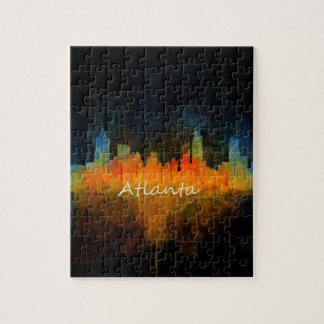 Puzzle Atlanta City Watercolor Skyline v4 Dark