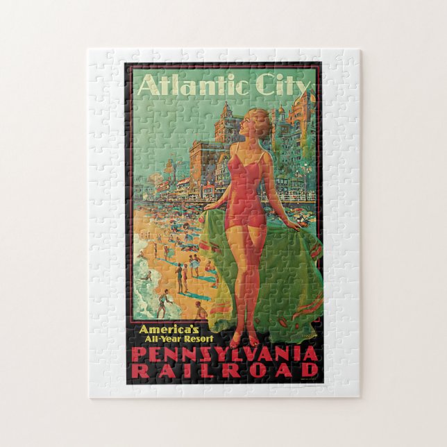 Puzzle Atlantic City, New Jersey Vintage Travel (Vertical)